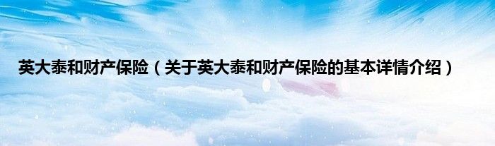 英大泰和财产保险（关于英大泰和财产保险的基本详情介绍）