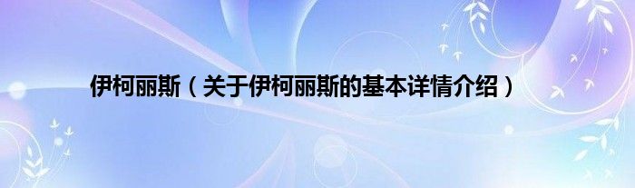 伊柯丽斯（关于伊柯丽斯的基本详情介绍）
