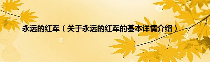 永远的红军(关于永远的红军的基本详情介绍)