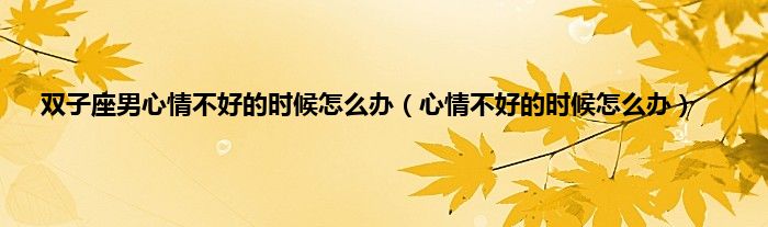 双子座男心情不好的时候怎么办（心情不好的时候怎么办）
