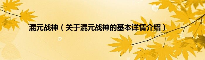 混元战神（关于混元战神的基本详情介绍）