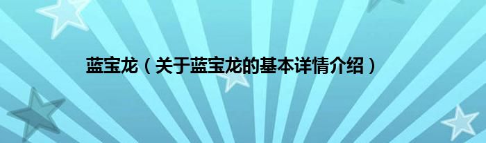 蓝宝龙（关于蓝宝龙的基本详情介绍）