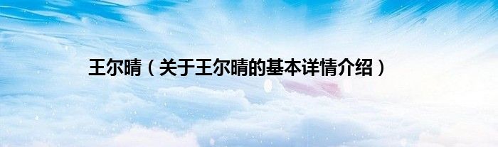 王尔晴（关于王尔晴的基本详情介绍）