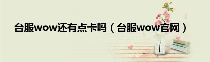 台服wow还有点卡吗（台服wow官网）