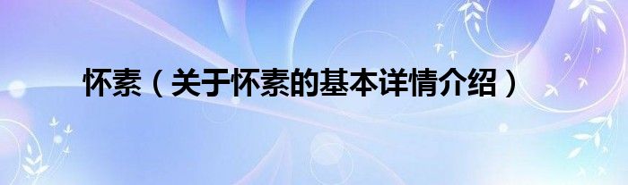 怀素（关于怀素的基本详情介绍）