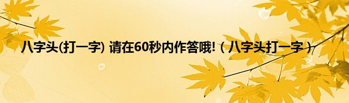 八字头(打一字) 请在60秒内作答哦!（八字头打一字）