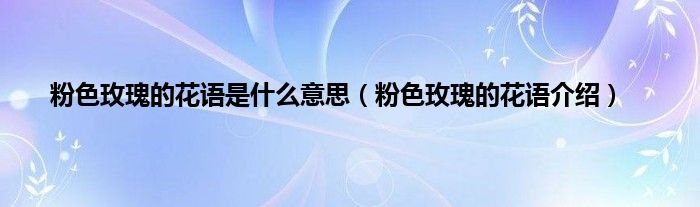 粉色玫瑰的花语是什么意思（粉色玫瑰的花语介绍）