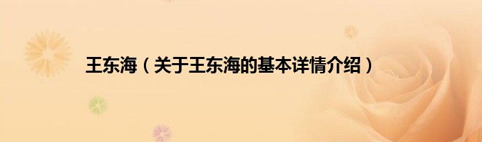 王东海(关于王东海的基本详情介绍)
