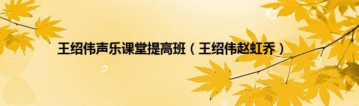 王绍伟声乐课堂提高班（王绍伟赵虹乔）