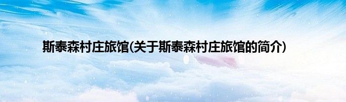 斯泰森村庄旅馆(关于斯泰森村庄旅馆的简介)