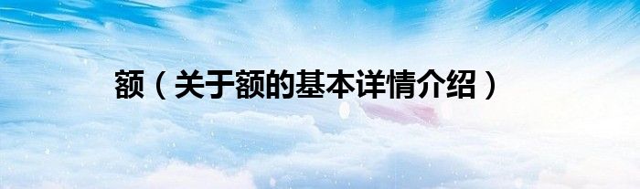 额(关于额的基本详情介绍)