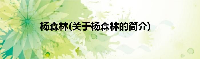 杨森林(关于杨森林的简介)
