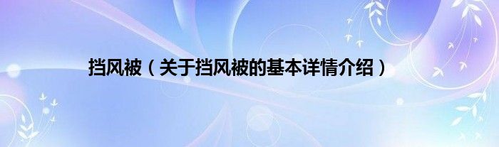 挡风被(关于挡风被的基本详情介绍)