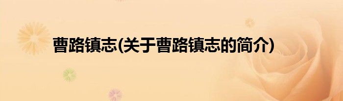 曹路镇志(关于曹路镇志的简介)