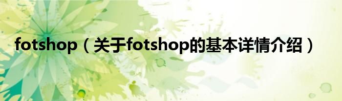 fotshop（关于fotshop的基本详情介绍）