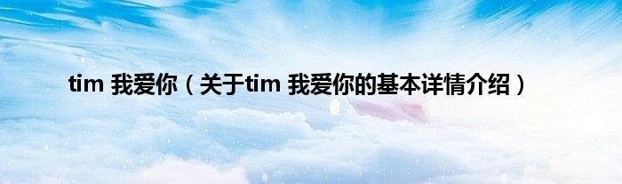 tim 我爱你（关于tim 我爱你的基本详情介绍）