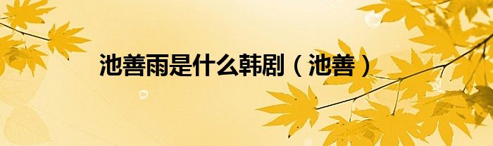 池善雨是什么韩剧（池善）