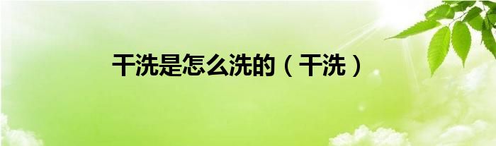 干洗是怎么洗的（干洗）