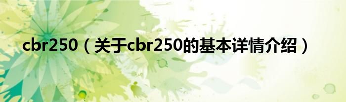 cbr250（关于cbr250的基本详情介绍）