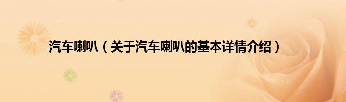 汽车喇叭（关于汽车喇叭的基本详情介绍）