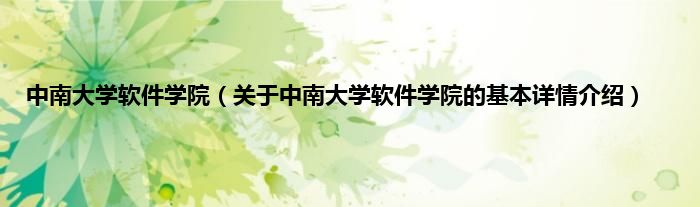 中南大学软件学院（关于中南大学软件学院的基本详情介绍）