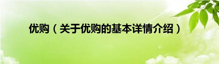 优购（关于优购的基本详情介绍）