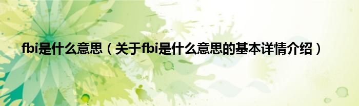 fbi是什么意思(关于fbi是什么意思的基本详情介绍)
