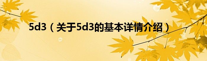 5d3（关于5d3的基本详情介绍）