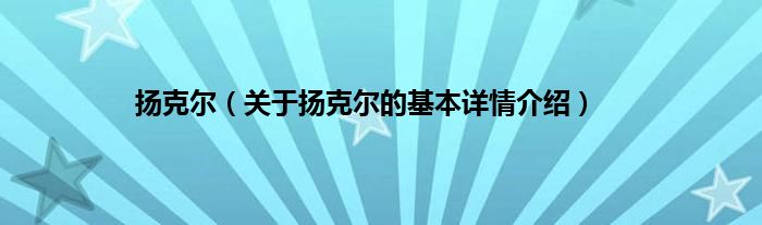 扬克尔（关于扬克尔的基本详情介绍）