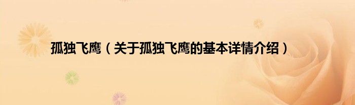 孤独飞鹰（关于孤独飞鹰的基本详情介绍）