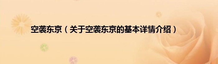 空袭东京（关于空袭东京的基本详情介绍）