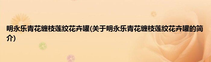 明永乐青花缠枝莲纹花卉罐(关于明永乐青花缠枝莲纹花卉罐的简介)