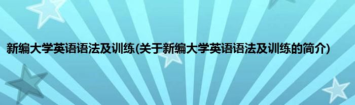 新编大学英语语法及训练(关于新编大学英语语法及训练的简介)