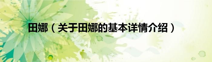 田娜（关于田娜的基本详情介绍）