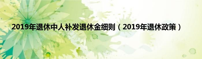2019年退休中人补发退休金细则（2019年退休政策）