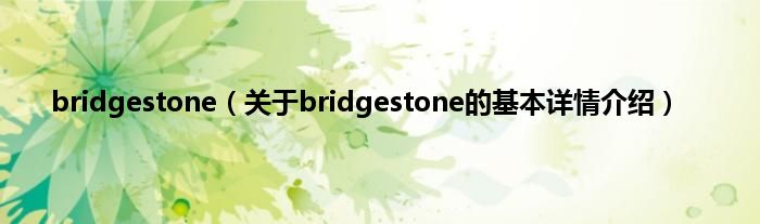 bridgestone（关于bridgestone的基本详情介绍）